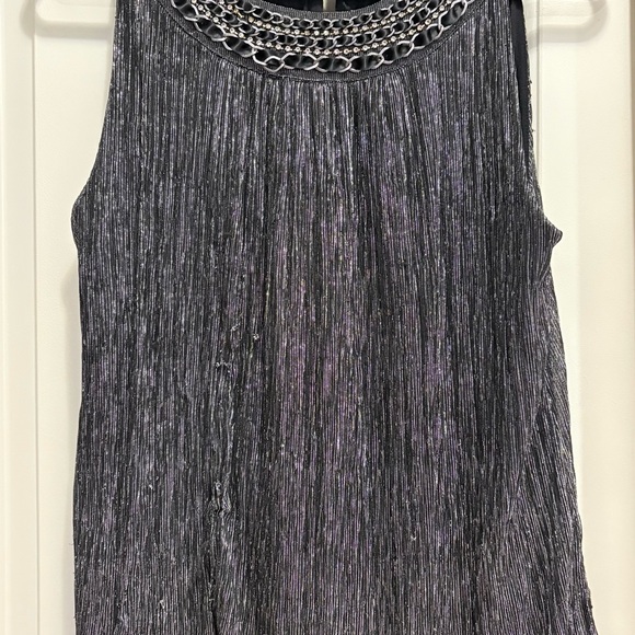 Alfani Textured Gray Tank Top with Chain Detail - Picture 2 of 6